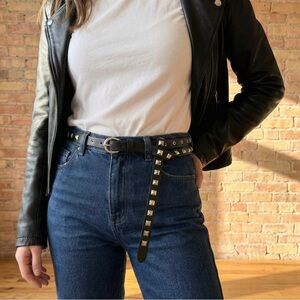 Black Studded Leather Belt